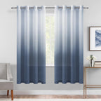 DWCN Faux Linen Ombre Sheer Curtains - Semi Voile Grommet Top Curtains for Bedroom and Living Room, Set of 2 Gradient Window Cur