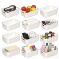 Afromy Plastic Storage Bins, 12Pack Organizer Baskets, White