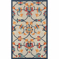 HomeRoots 517454 8 x 10 ft. Blue & Orange Floral Non Skid Indoor & Outdoor Rectangle Traditional Area Rug