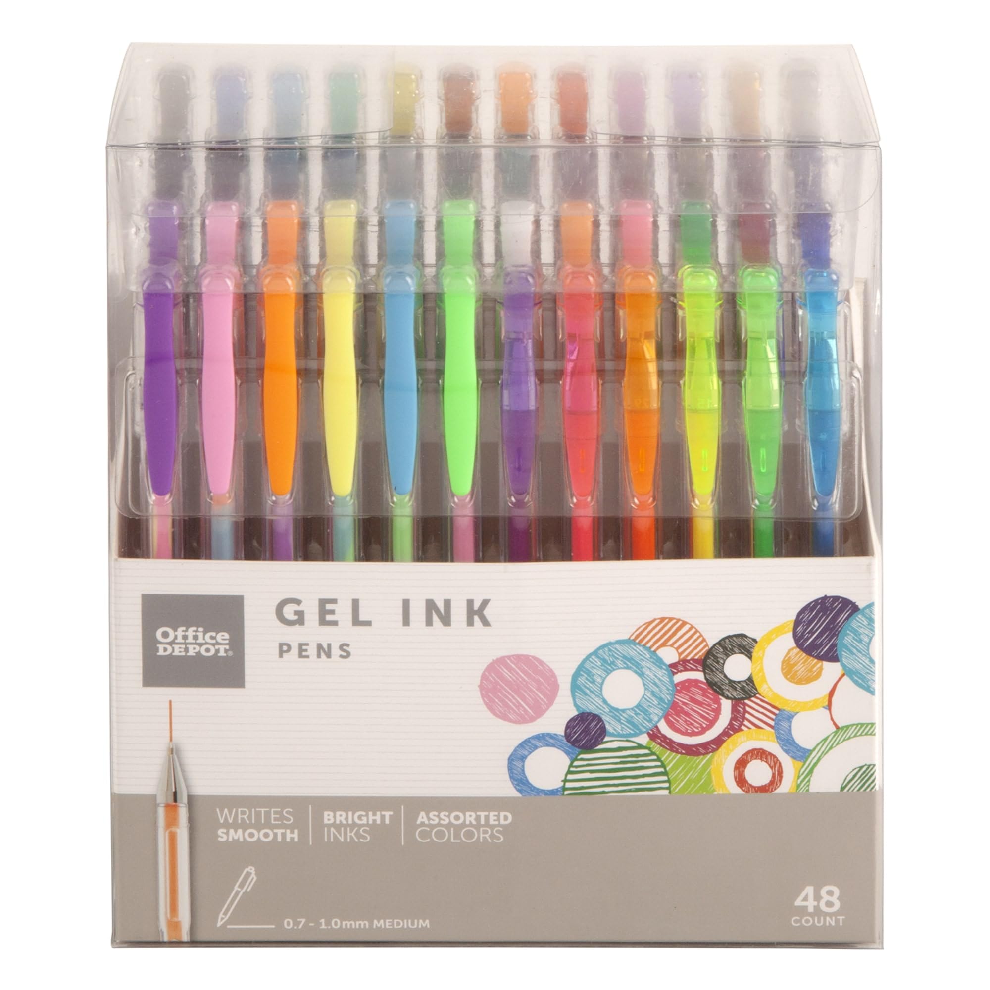 Office Depot Brand Rollerball Gel Stick Pens Variety Pack, Fine/Medium Point, 0.7 Mm/1.0 Mm, Transparent Barrels, Assor