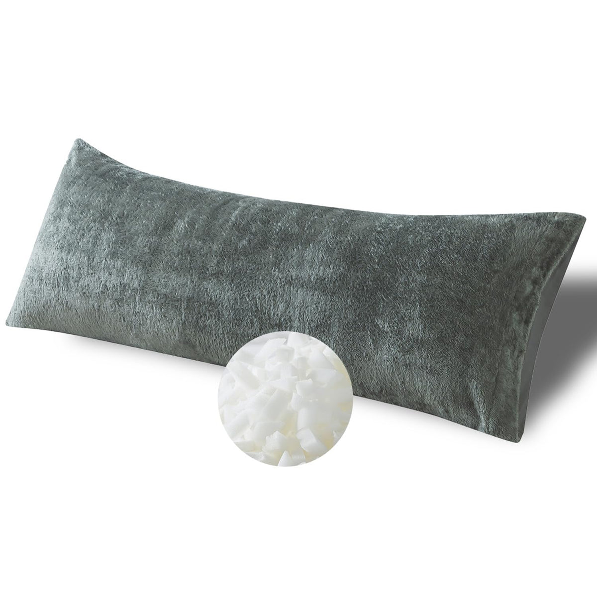 Whatsbedding Memory Foam Body Pillow With Plush Fuzzy Cover, Full Body Pillow For Adults, Long Pillow For Sleeping, Soft Body Pi