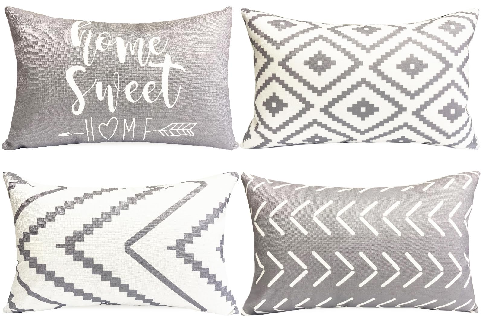 Decorative Throw Pillow Covers 12X20 Inch Grey Pillow Covers For Couch Sofa Living Room Bedroom,Farmhouse Outdoor Throw Pillow C