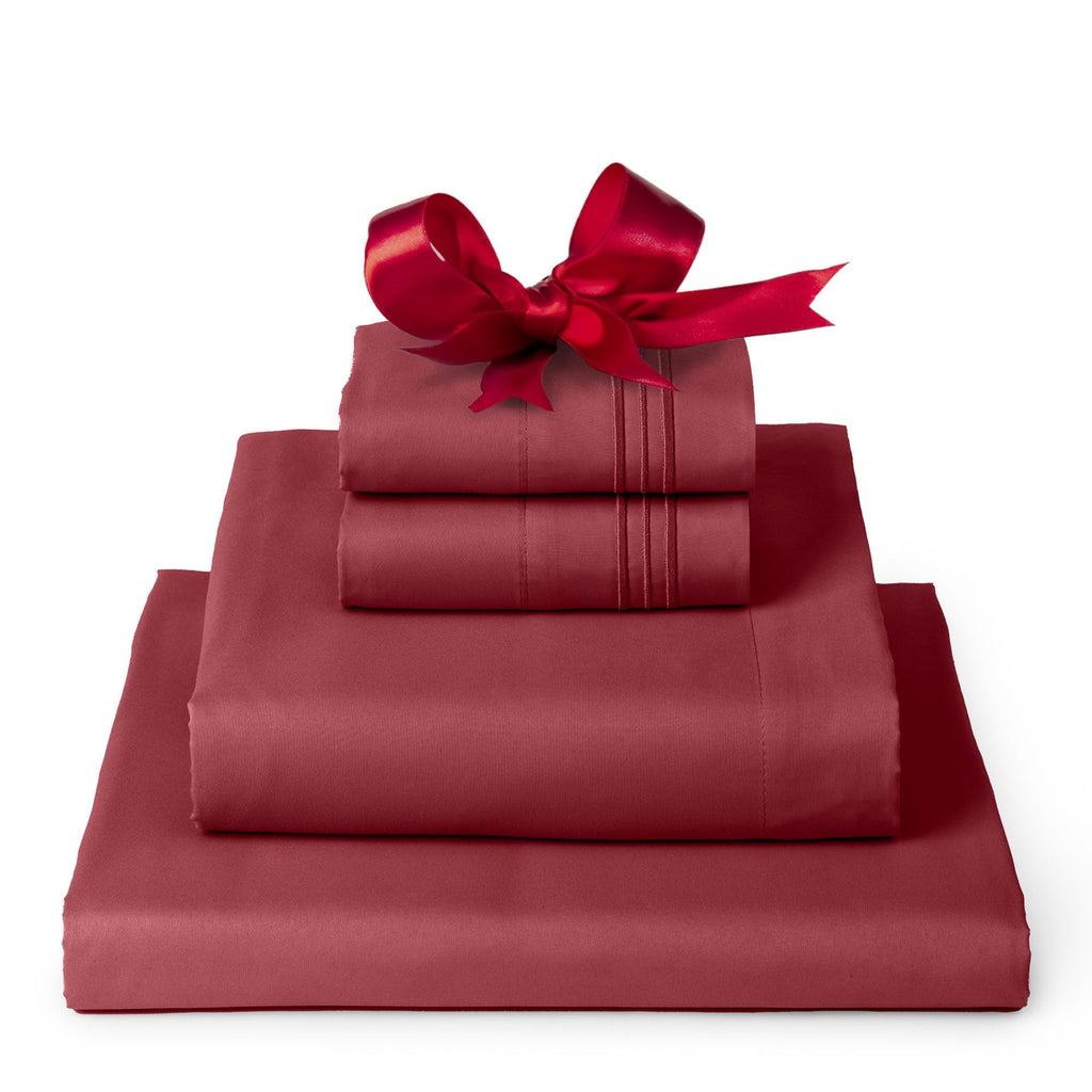 Mellanni Twin Sheet Set - 4-Piece Iconic Collection Bedding, (Including 2 Pillowcases), 16-Inch Deep Pocket, Easy Care, Extra Soft, Cooling Sheets, Brushed Microfiber - Brick Red