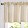 Jinchan Valance Curtain Linen Textured Striped Window Curtains For Living Room Light Filtering Pinstripe Valance For Windows Tic