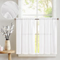 jinchan Kitchen Curtains Linen Tier Curtains 24 Inch Farmhouse Cafe Drapes for Small Window Flax Country Rustic Rod Pocket Bathr