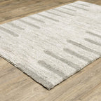 HomeRoots 510863 8 x 11 ft. Ivory & Gray Geometric Shag Power Loom Stain Resistant Rectangle Area Rug