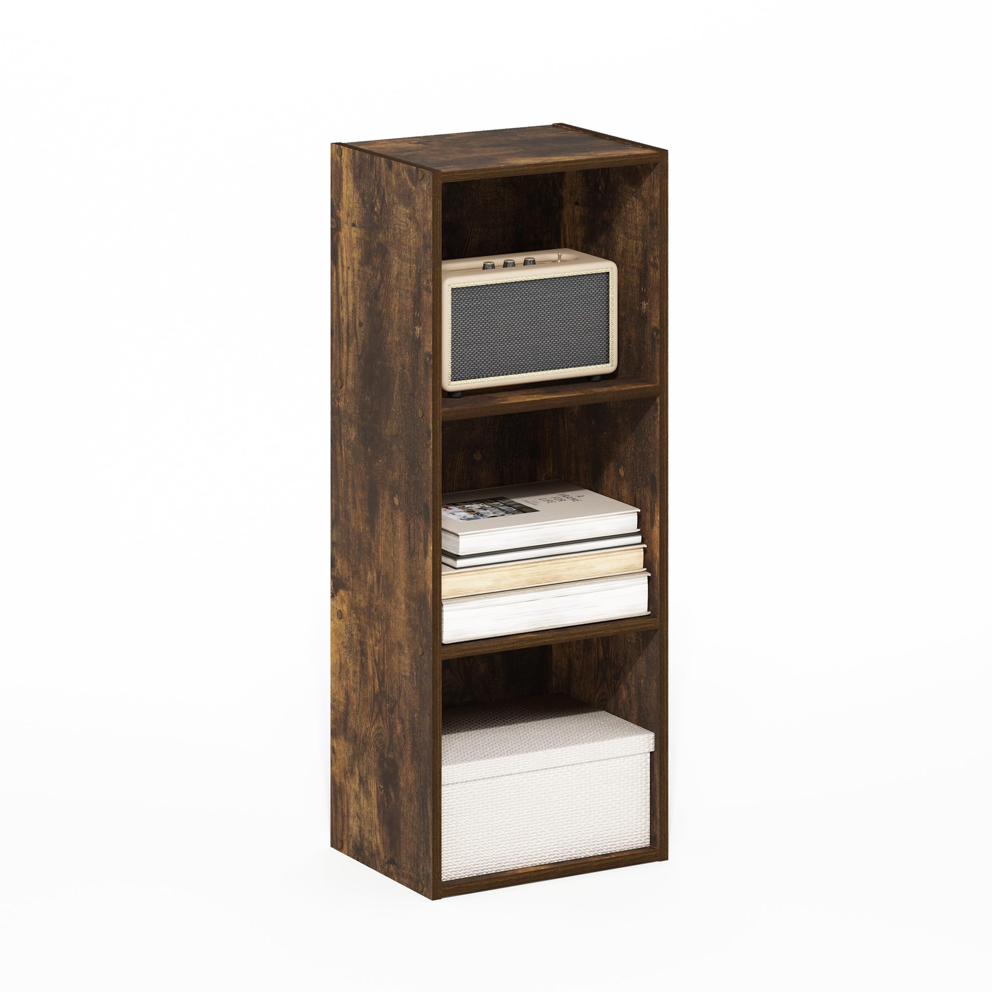 Furinno Pasir 3-Tier No Tool Assembly Open Shelf Bookcase, Amber Pine