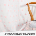 Mysky Home Short Curtains For Bedroom Pink Pom Pom White Sheer Curtains Kitchen Bathroom 54 Inches Long Curtains Nursery Boys Kids Room Rod Pocket 2 Panels Small Window 52' X 54'