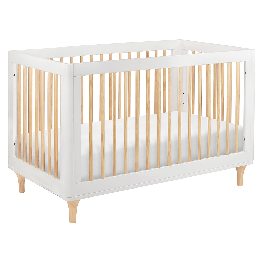 Babyletto Lolly 3-In-1 Convertible Crib With Toddler Bed Conversion Kit In White And Natural, Greenguard Gold Certified