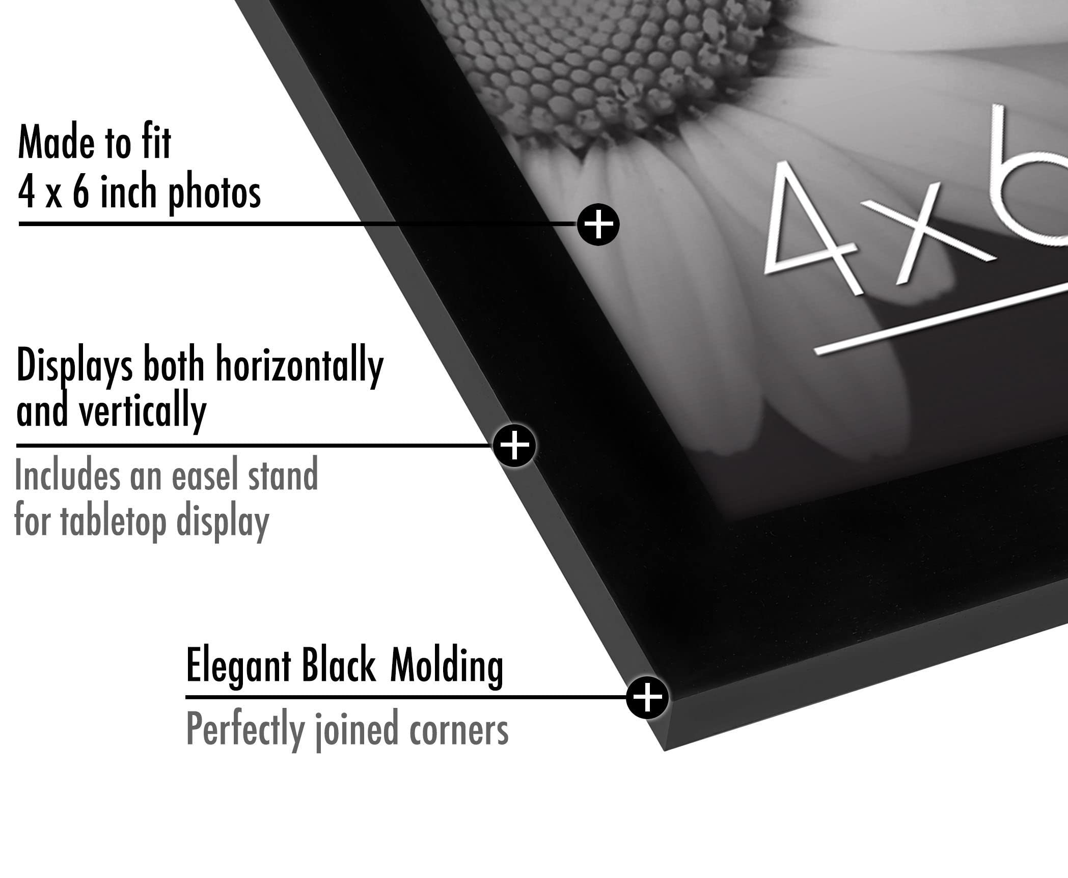 Americanflat Picture Frame, 4X6, Black, 6 Count