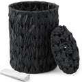 Ctosree 1.3 Gallons Small Trash Can with Lid Handle Boho Woven Braided Bathroom Waste Basket Trash Can with 100 Garbage Bags for