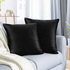 Nestl Throw Pillow Covers, Cozy Velvet Decorative Black Pillow Covers 18 X 18 Inches, Soft Solid Couch Pillow Covers For Sofa, B