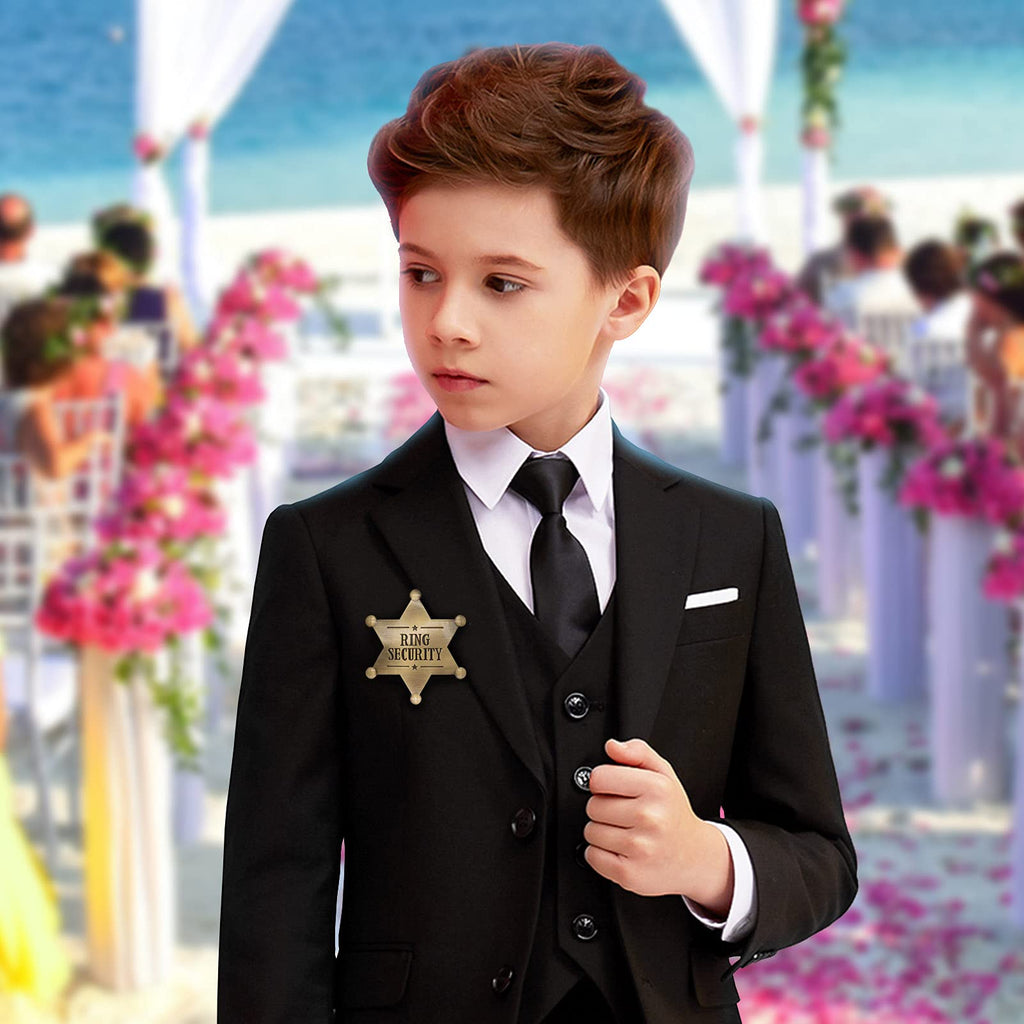 Forfine Ring Security Badge Metal Ring Bearer Gift Wedding Accessories For Party, Rehearsal, Kids, Boys, Wedding Souvenirs