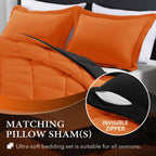 Downluxe Full Size Comforter Set - Orange And Black Full Comforter - Soft Bedding Sets For All Seasons -3 Pieces Comforter Set Full With 2 Reversible Pillow Shams