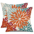 Dfxsz Orange Teal Red Flower Pillow Covers 16X16 Inch Set Of 2 Fall Throw Pillows Outdoor Waterproof Decor For Living Room Sofa