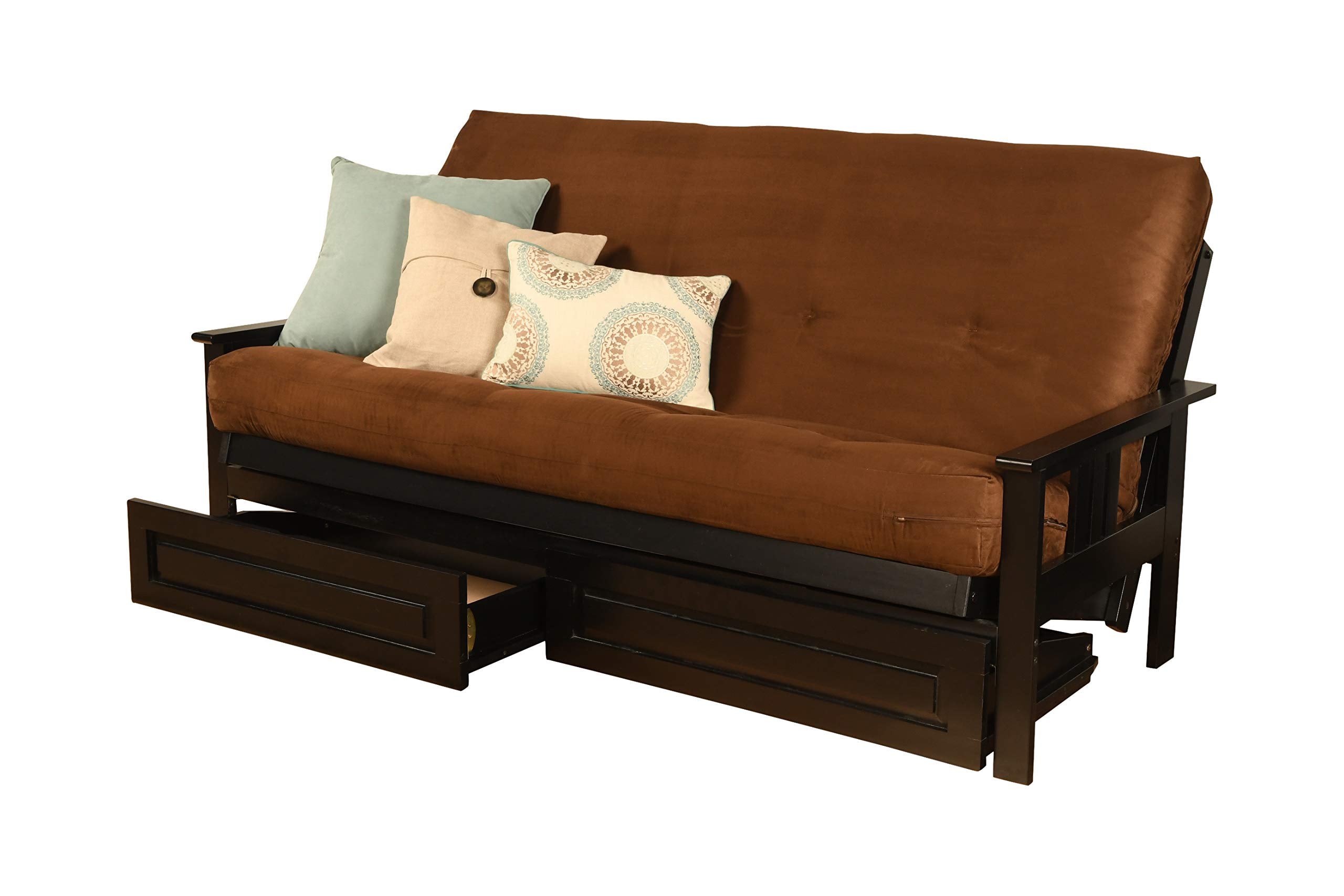 Kodiak Furniture Monterey Futon With Suede Fabric Mattress In Chocolate/Black