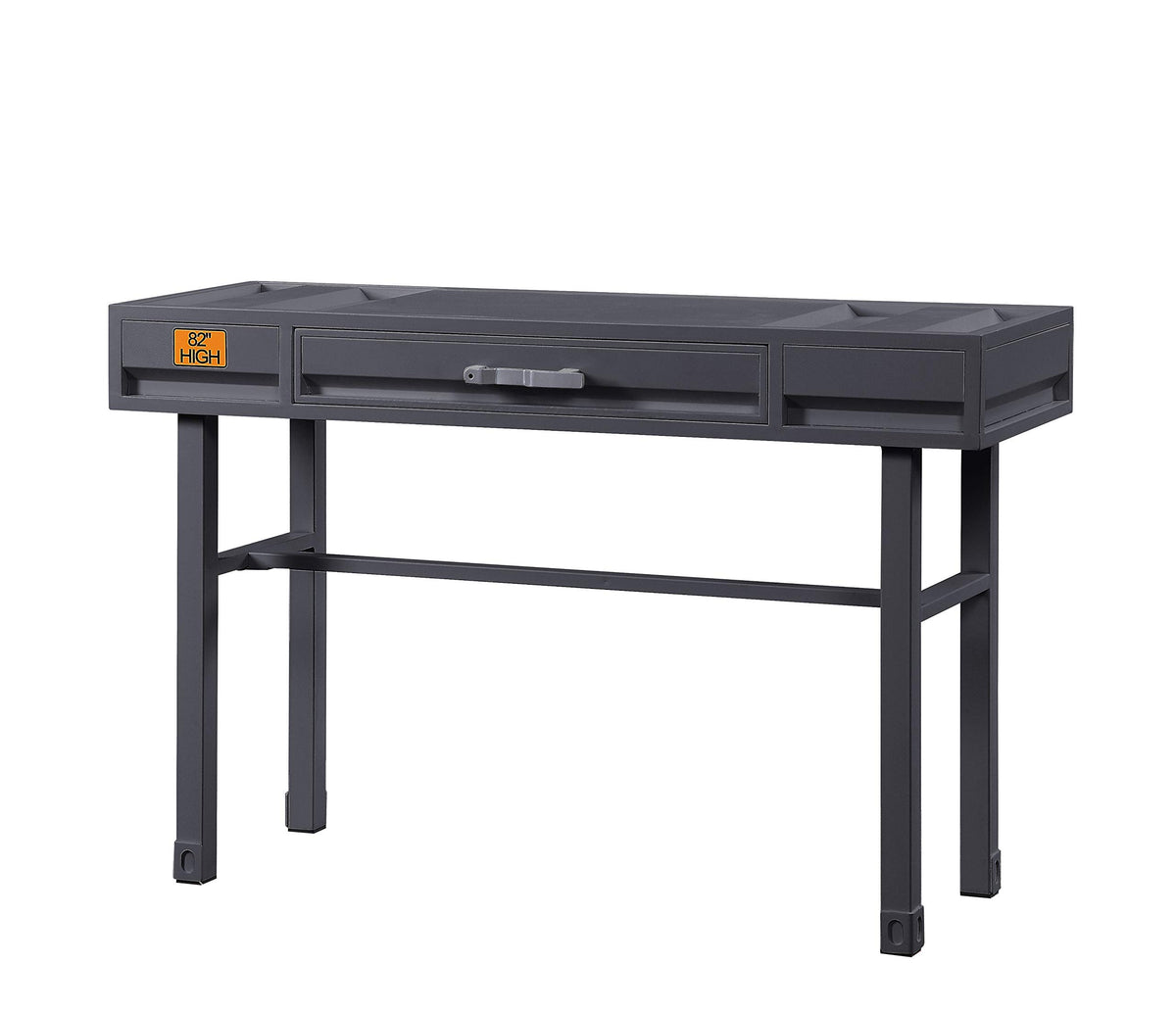 Benjara, Gray Industrial Style Metal And Wood 1 Drawer Vanity Desk