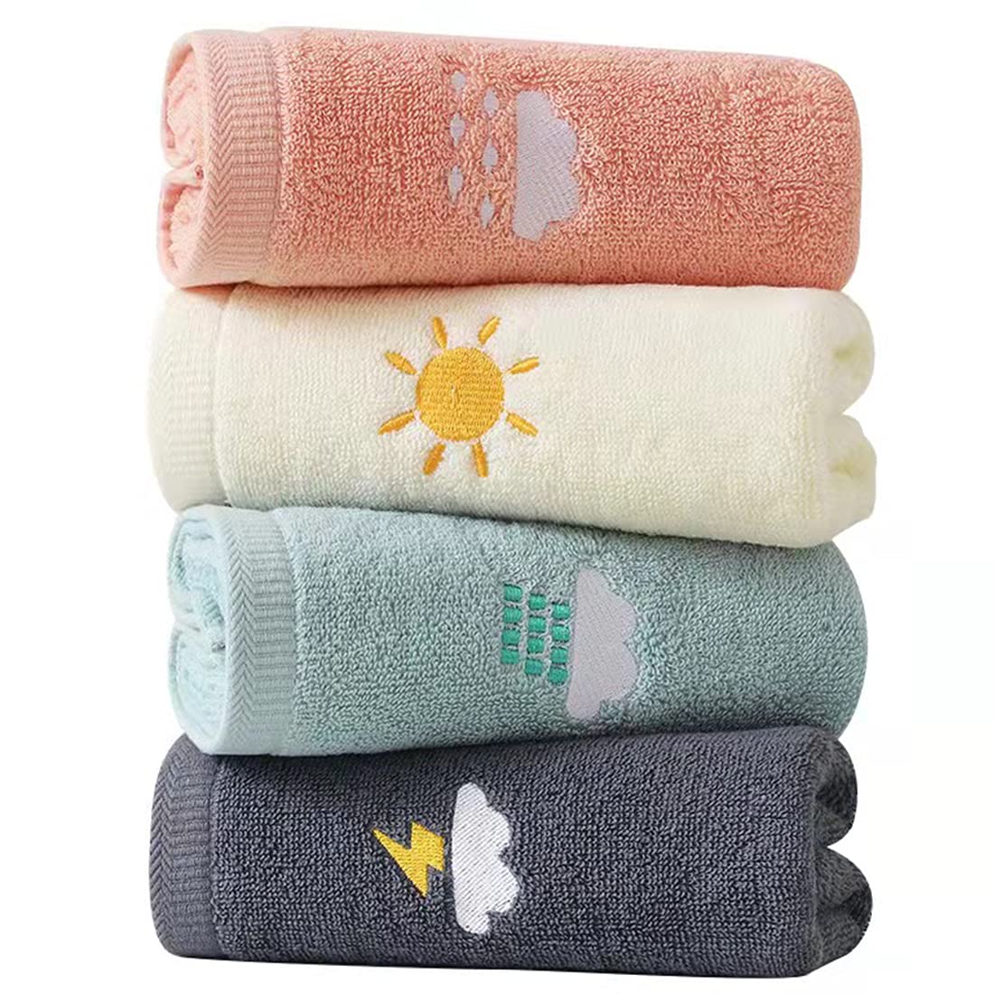 Hand Towels 4 Set , 100% Cotton Bath Hand Towel for Bathroom, Face, Kitchen, Gym and Spa, Ultra Soft and Highly Absorbent Hand T