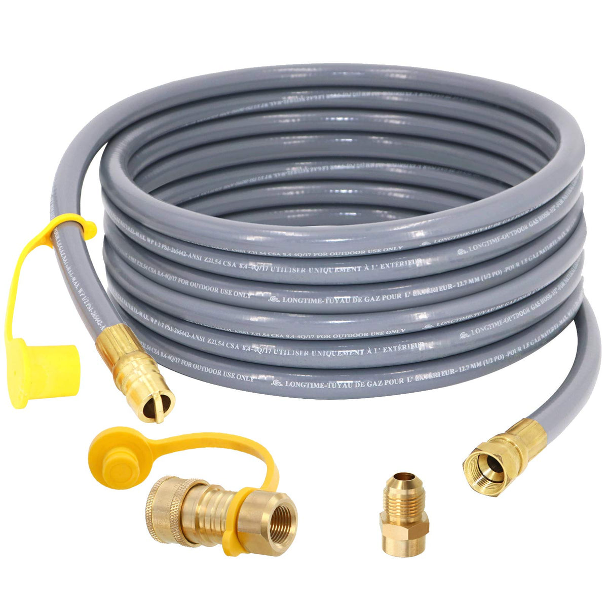 24 Feet 1/2-Inch Natural Gas Hose With Quick Connect Fitting For Bbq, Grill, Pizza Oven, Patio Heater And More Ng Appliance, Pro
