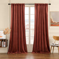 Nemia Rust Burnt Orange Velvet Curtains For Bedroom Window, Rod Pocket Thermal Insulated Luxury Vintage Heavy Blackout Curtain V