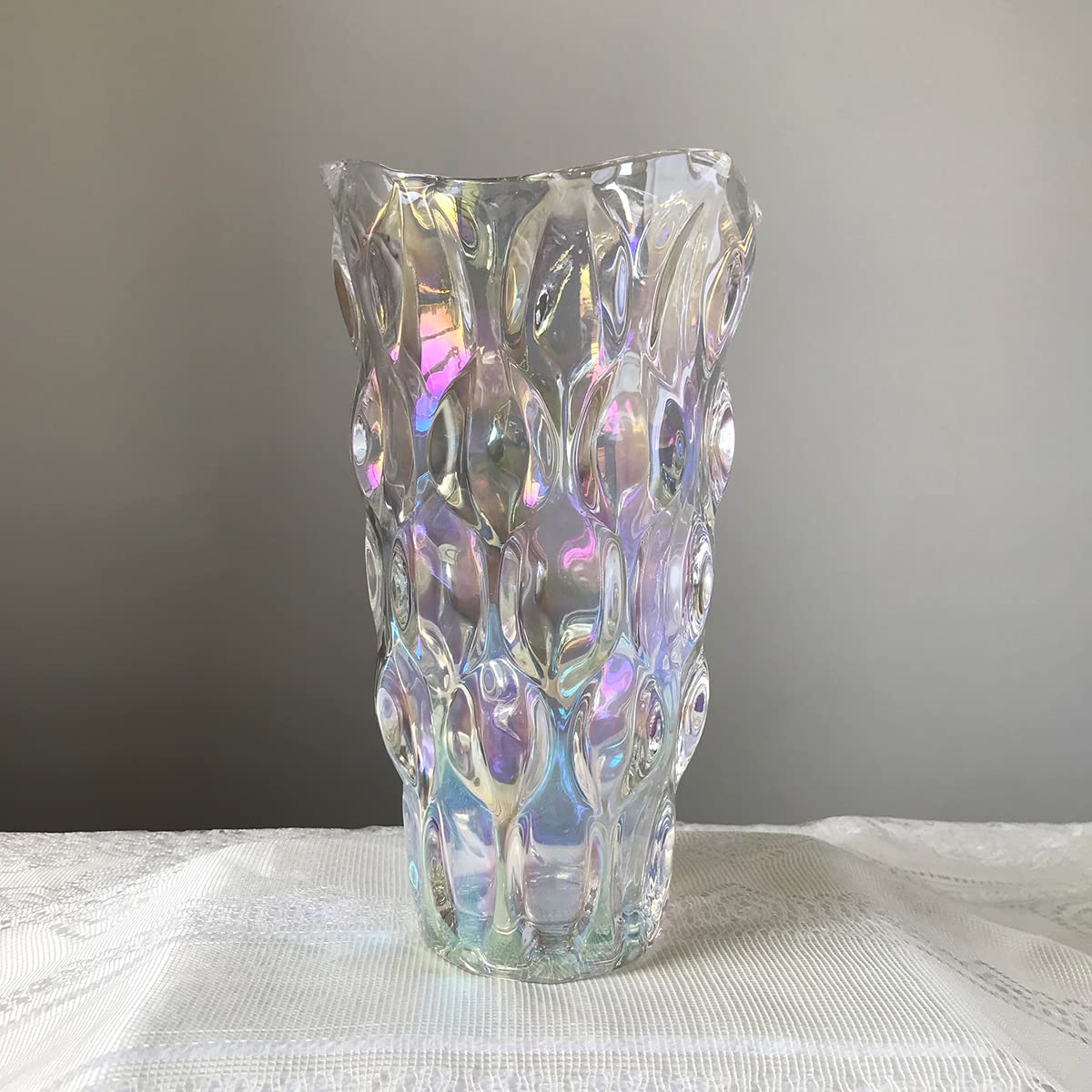 Eastern Rock Heavy Glass Flower Vase Thickened 3.5Lb 9.5Inch Sparkle Vase Bohemian Style, For Centerpieces,Wedding,Perfect Home