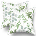 Sage Green Pillow Covers 18X18 Inch Spring Watercolor Eucalyptus Floral Pillowcase Set Of 2 Leaf Print Throw Pillow Covers Soft