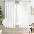 Melodieux Light Pink Semi Sheer Curtains 72 Inches Long for Bedroom, Living Room Linen Look Privacy Window Rod Pocket Sheer Drap