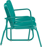 Crosley Furniture Ridgeland Retro Metal Outdoor Loveseat Glider, 2-Person Rocking Patio Bench for Porch, Turquoise Gloss