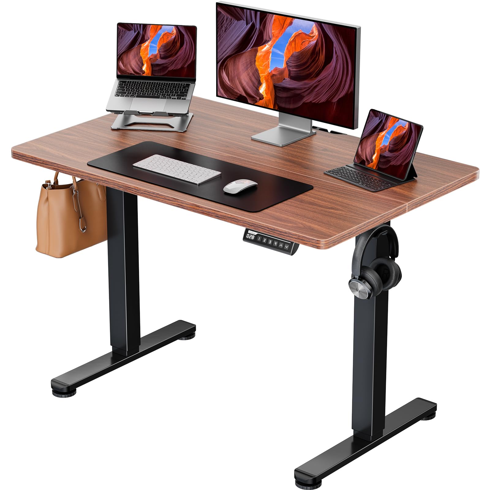 Ergear Height Adjustable Electric Standing Desk, 40 X 24 Inches Sit Stand Up Desk, Memory Computer Home Office Desk (Espresso)