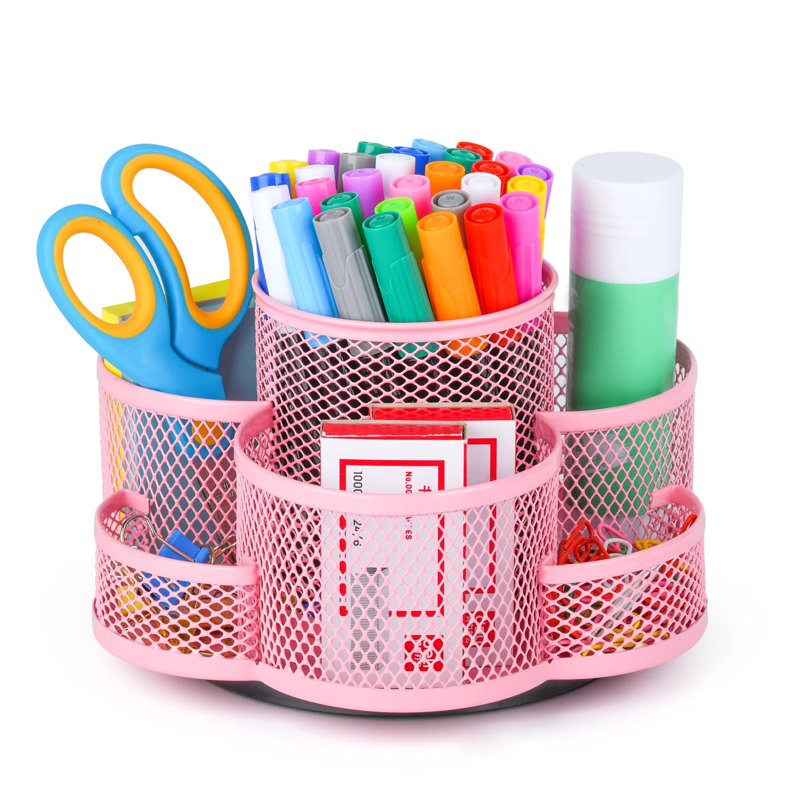 Pen Holder For Desk, Rotating Pencil Holder, Cup Holder For Desk Office Pen Organizer In Pink