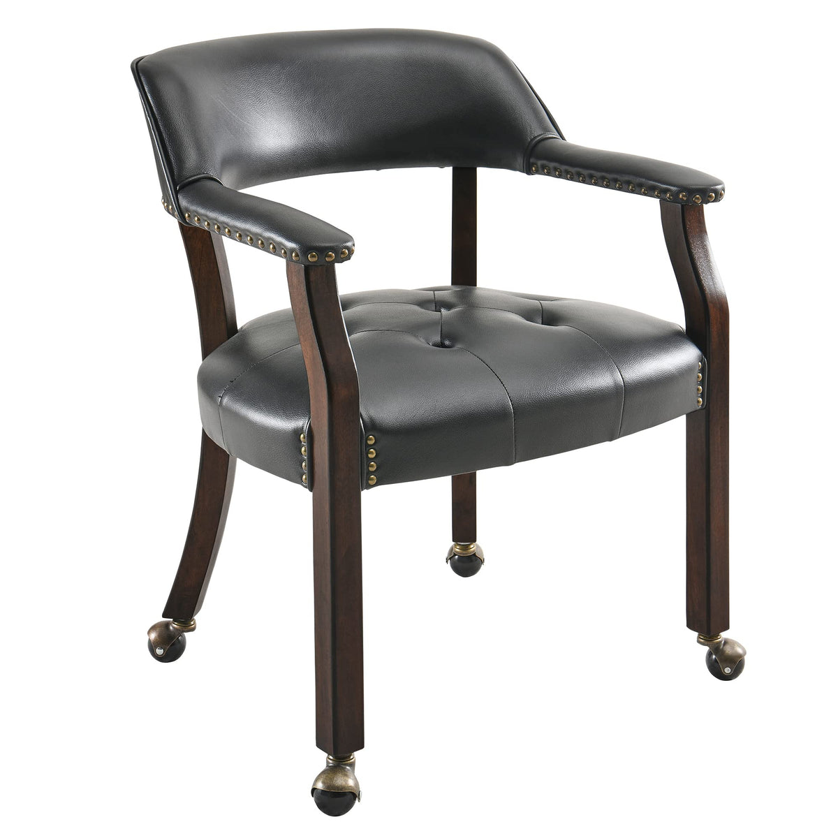 Leemtorig Large Dining Chairs With Casters And Arms, Rolling Dining Chairs With Wheels, Accent Game Poker Chairs, Boss Caption'S