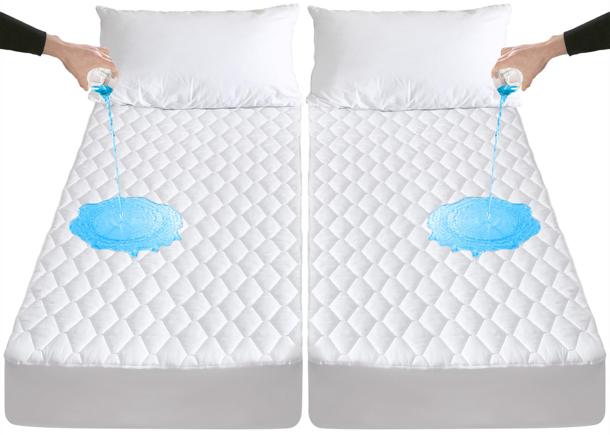 Lunsing Split King Mattress Protector For Adjustable Bed, Soft Breathable Waterproof Split King Mattress Pad Cover, 6-18 Inches