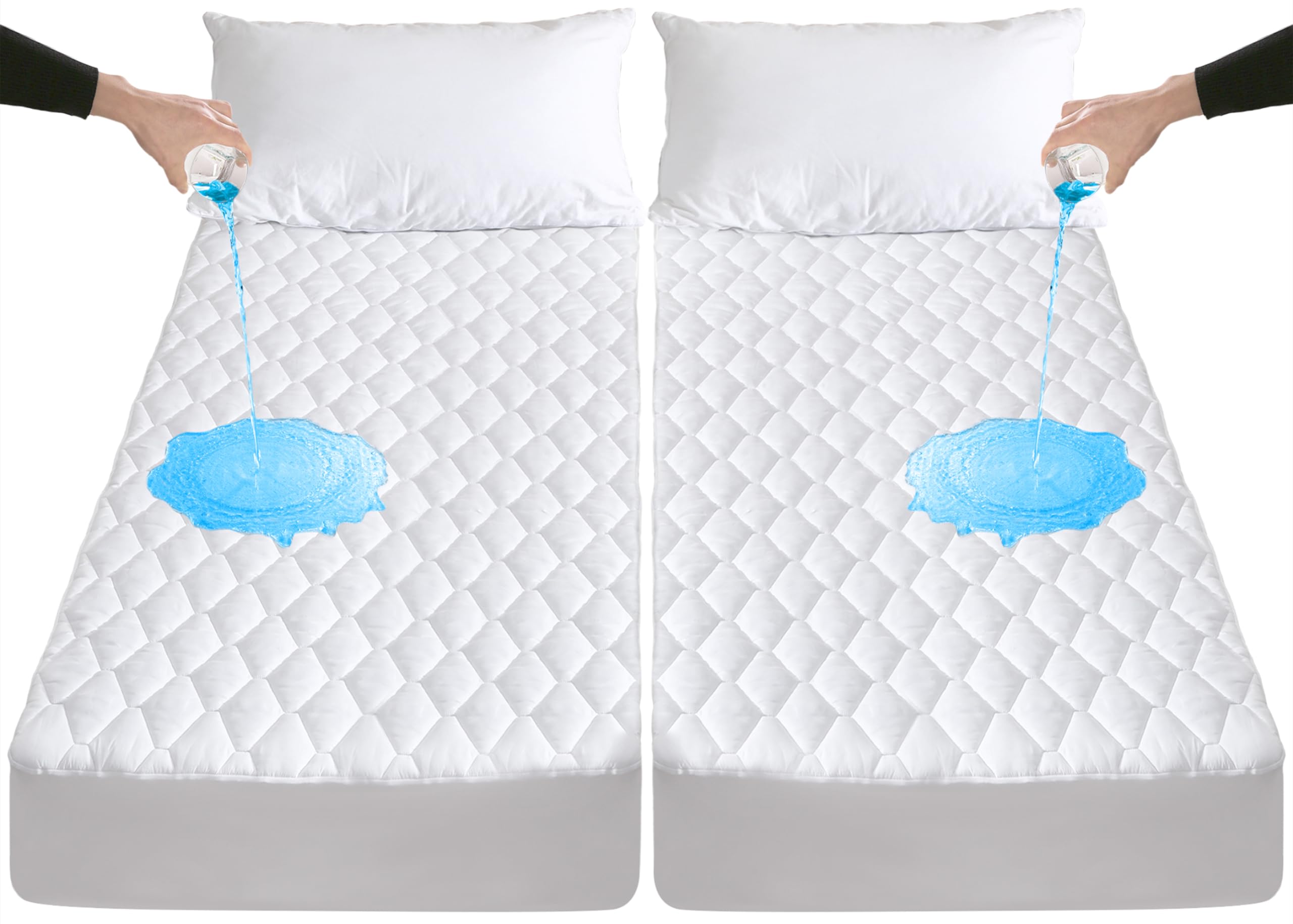 Lunsing Split California King Mattress Protector For Adjustable Bed, Soft Breathable Waterproof Split Cal King Mattress Pad Cove