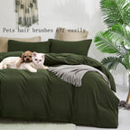 Karever Army Green Comforter Set Deep Green Bedding Set Solid Green Comforter Set Men Breathable Dark Green Bedding Set Women So