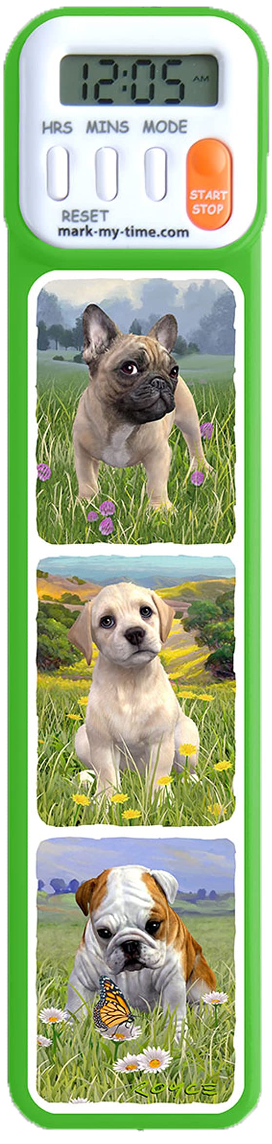 Mark-My-Time 3D Puppies Digital Bookmark And Reading Timer - Green