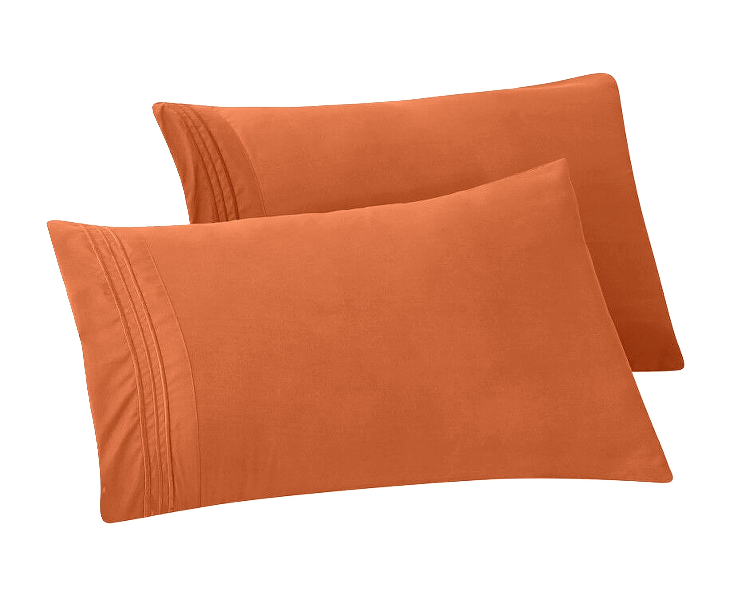 Elegant Comfort Solid Pillowcases 1500 Premium Hotel Quality Microfiber - Smooth Weave, Wrinkle And Fade Resistant, Easy Slip-On, 2-Piece Set, Standard/Queen Pillowcase, Coral