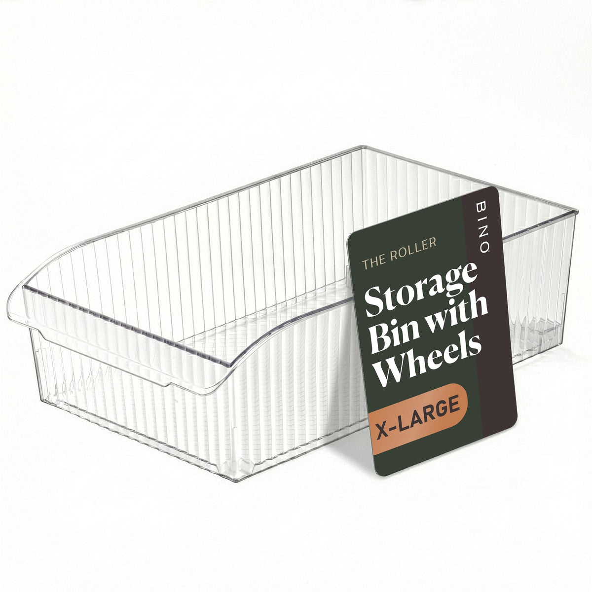 BINO | Plastic Storage Bins with Wheels, XLarge | THE ROLLER COLLECTION | Clear Storage Bins for Organization | Clear Container