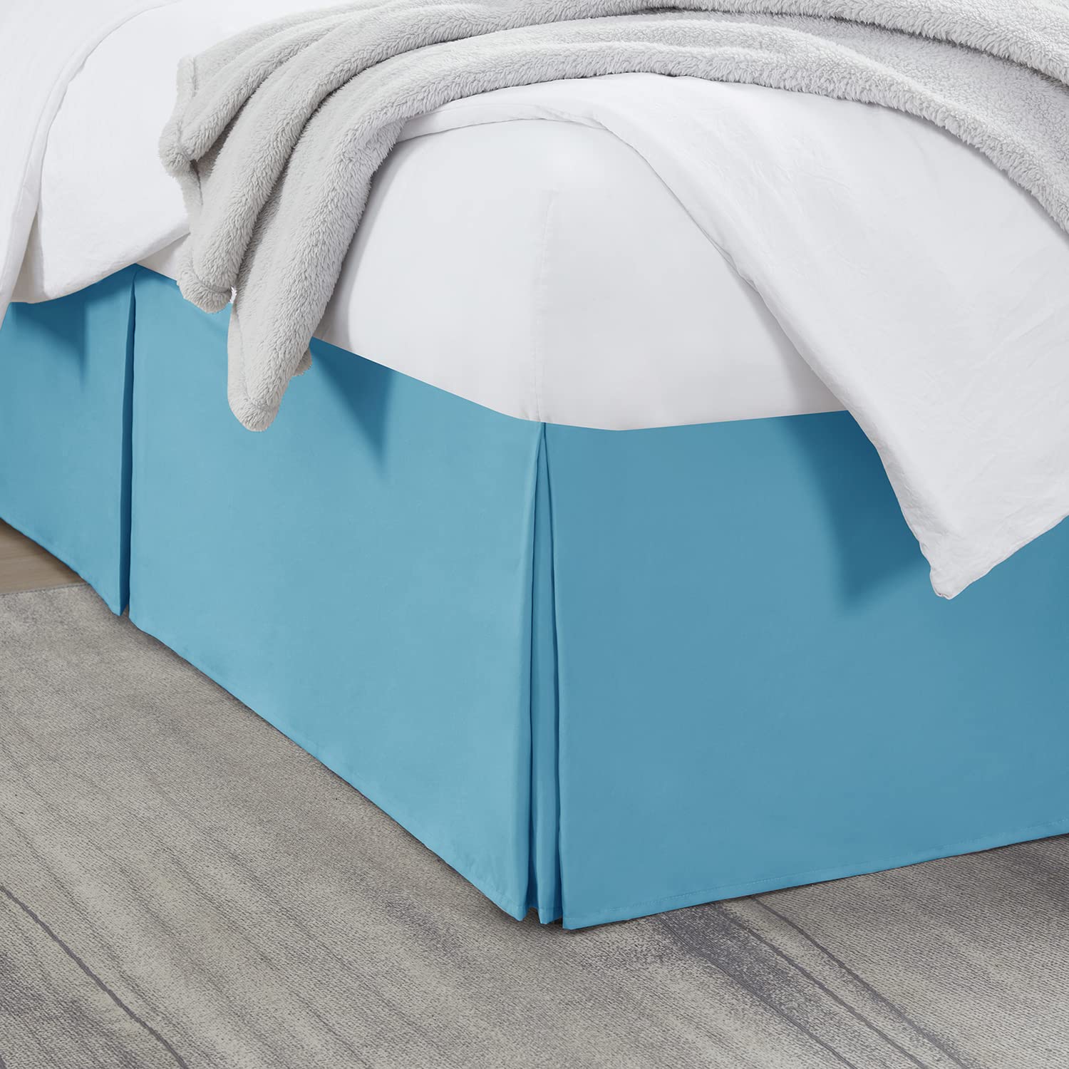Nestl Beach Blue Bed Skirt King Size - King Bed Skirt 14 Inch Drop - Brushed Microfiber Bed Skirts - Hotel Quality Pleated Bed Skirt - Shrinkage & Fade Resistant