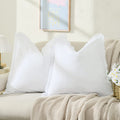 Zwjd Pillow Covers 22X22 Set Of 2 White Throw Pillow Covers With Fringe Chic Cotton Decorative Pillows Square Cushion Covers For