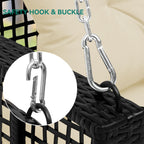 Yitahome 3-Seats Wicker Hanging Porch Swing Chair Outdoor Gray Rattan Patio Swing Lounge 3 Back Cushions Capacity For Garden, Balcony, Deck