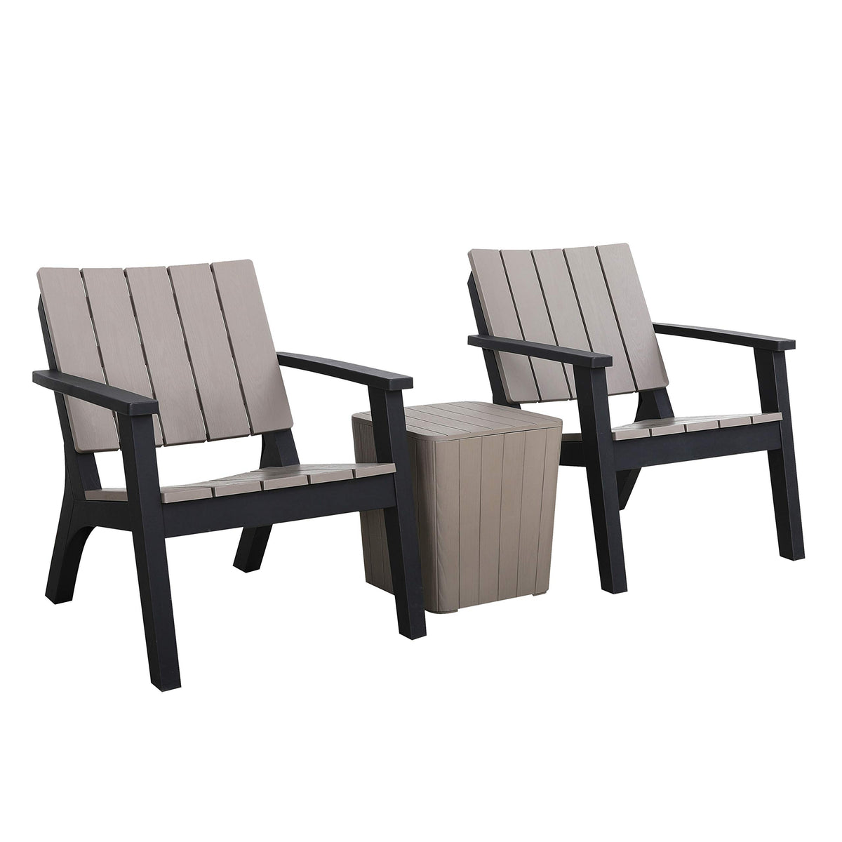 Dukap Enzo 3 Piece Patio Seating Set With Two Armchairs And One Coffee Table, Conversation Seats With Weather And Water Resistance, Spacious Porch Furnitures For Ultimate Comfort | Grey