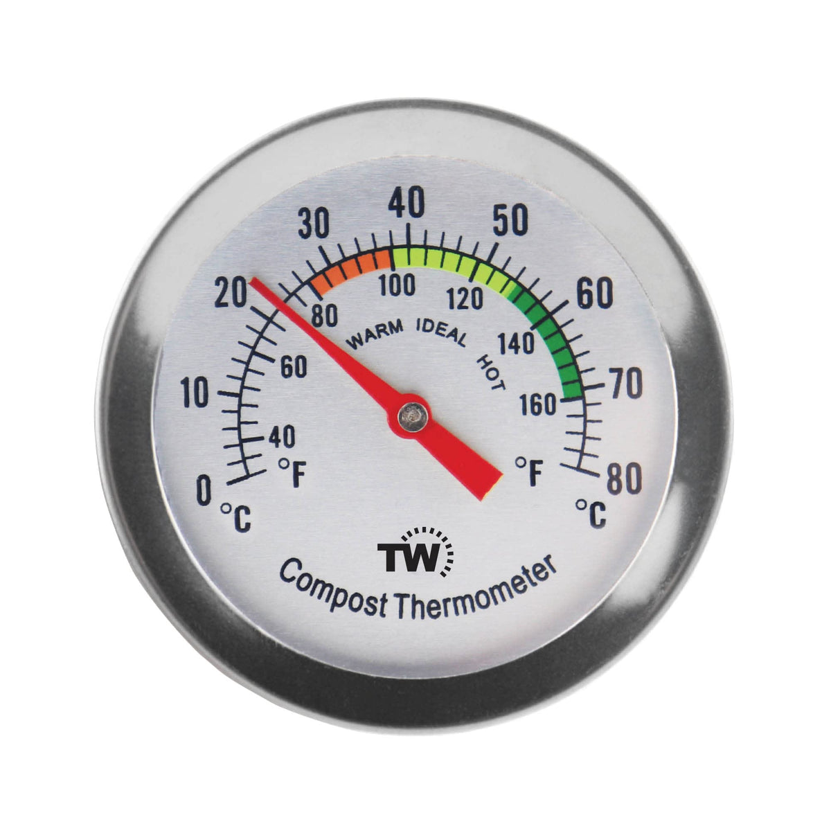 Compost Thermometer Stainless Steel Dial - Ideal Composting Soil Thermometer With 50Mm Diameter C And F Dial And 295Mm Compost T