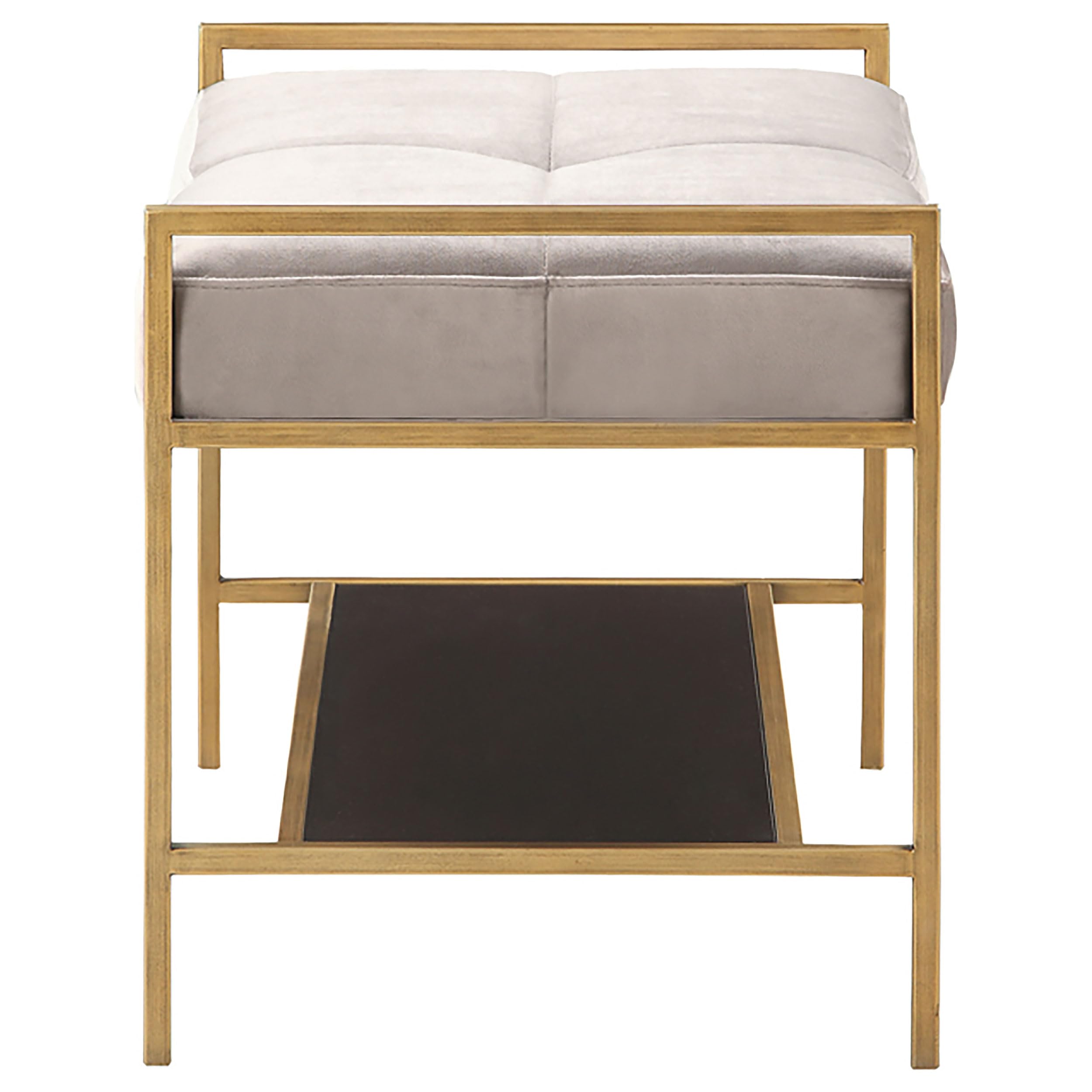 Coaster Maria Upholstered Bench, Warm Grey and Gold