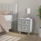 Baxton Studio Stella Crystal Tufted Upholstered Modern Nightstand, White