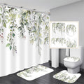 AZHM Sage Green Eucalyptus Plant Shower Curtain Set 4pcs Watercolor Leaves Floral Bathroom Sets with Shower Curtain and Rugs, Fa