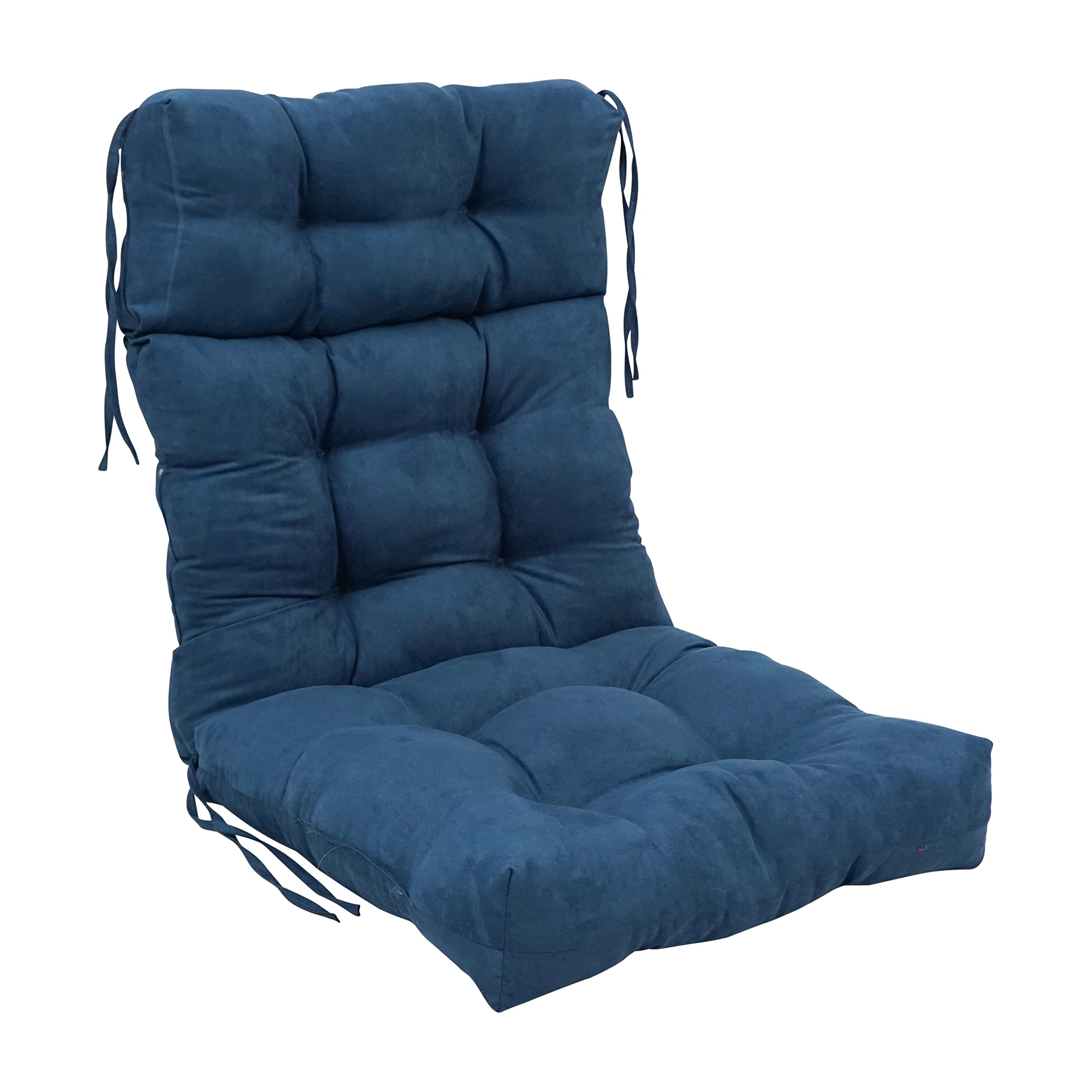Blazing Needles 20 42-inch Microsuede Seat/Back Tufted Chair Cushion, 20 x 42, Indigo