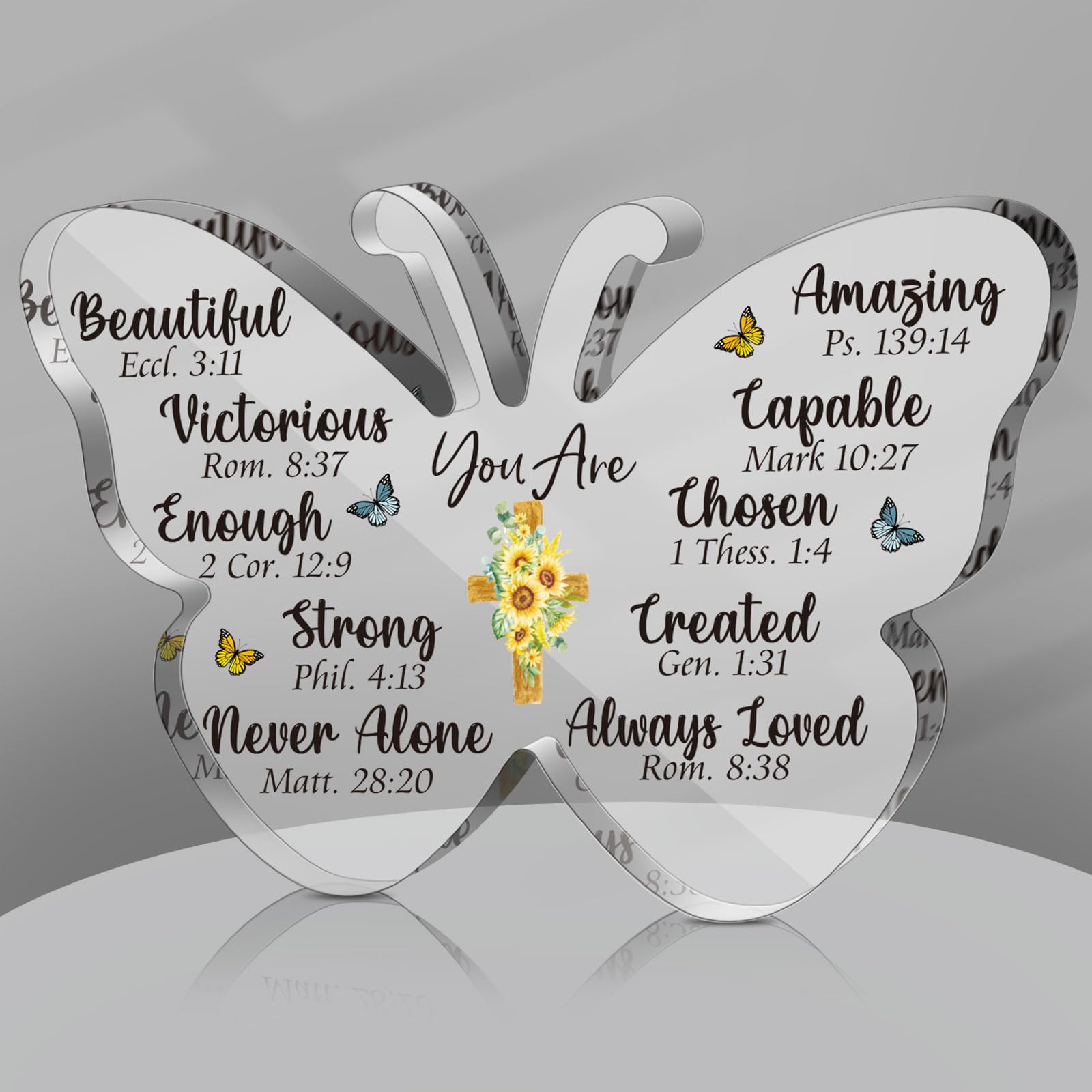 Gerrii Inspirational Gifts for Women Christian Butterfly Acrylic Gift Religious Gifts for Her Bible Verse Desk Decor Motivationa