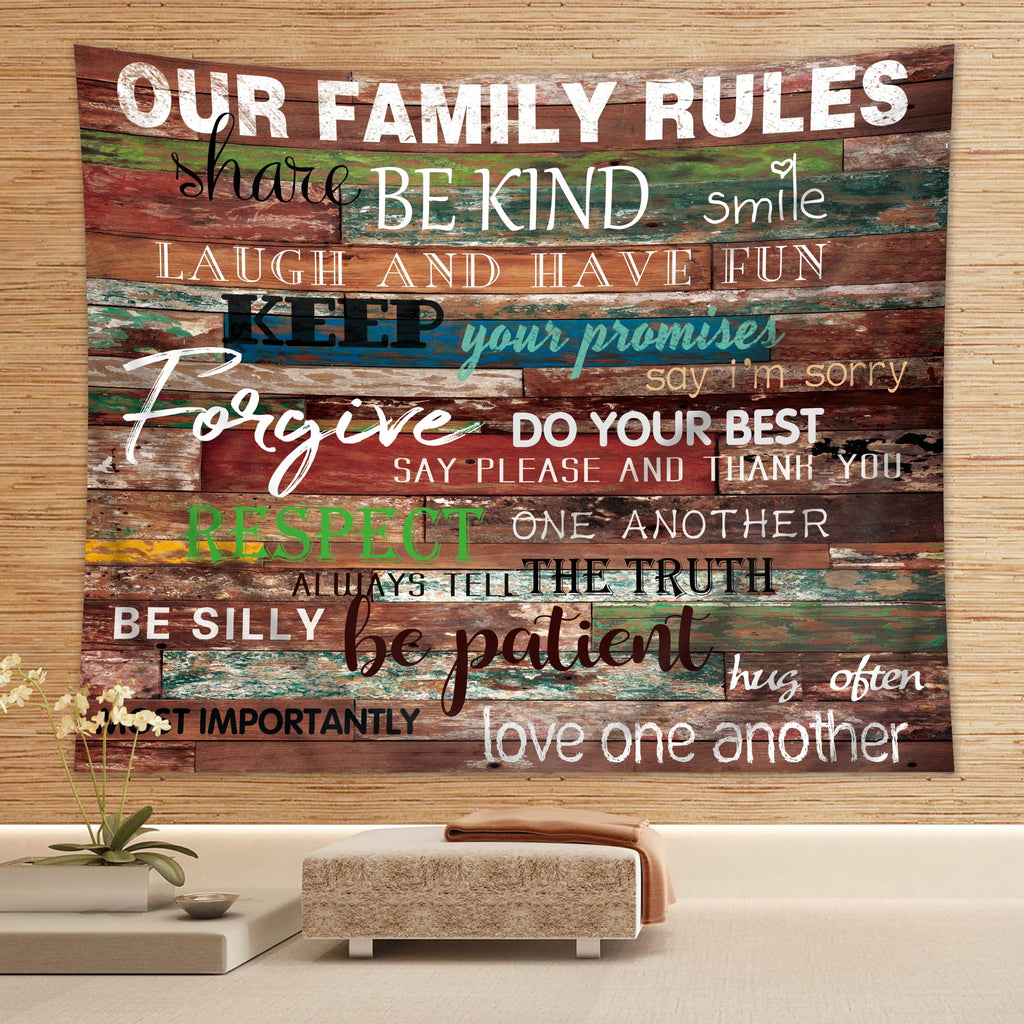 Homewelle Quotes Inspirational Tapestry 59Wx51L Inch Educational Motivational Family Positive Funny Farmhouse Cool Rustic Wooden