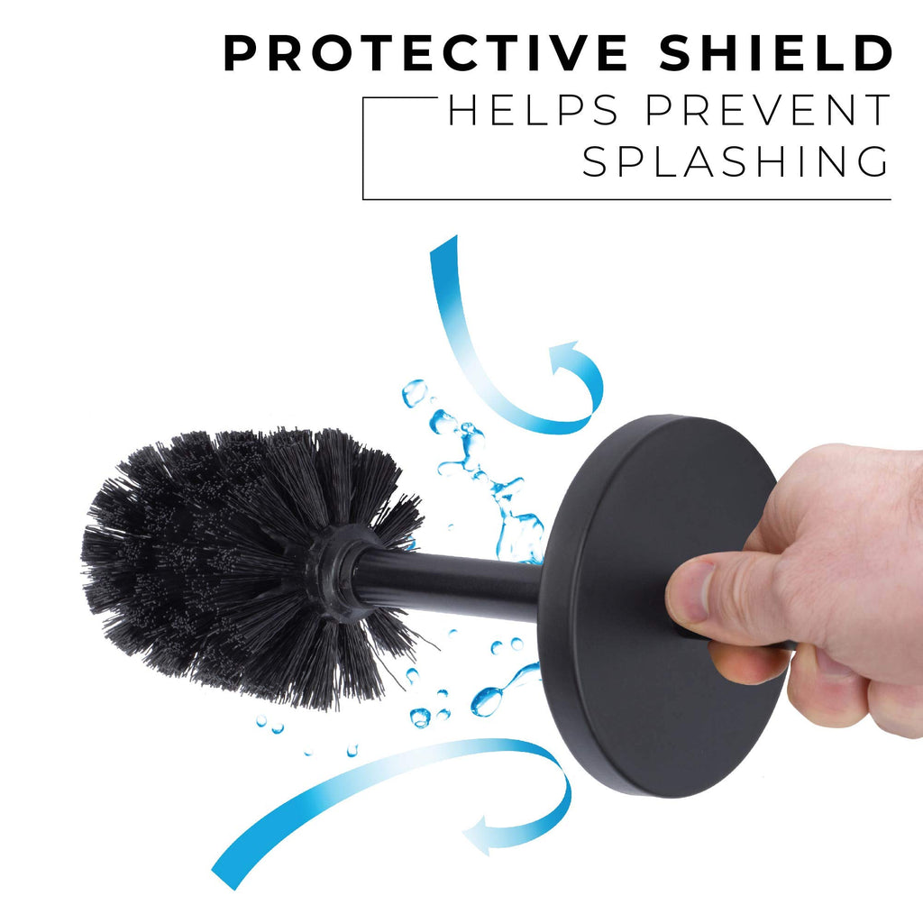 Js Jackson Supplies Sleek Toilet Brush And Holder With Metal Handle - Matte Black