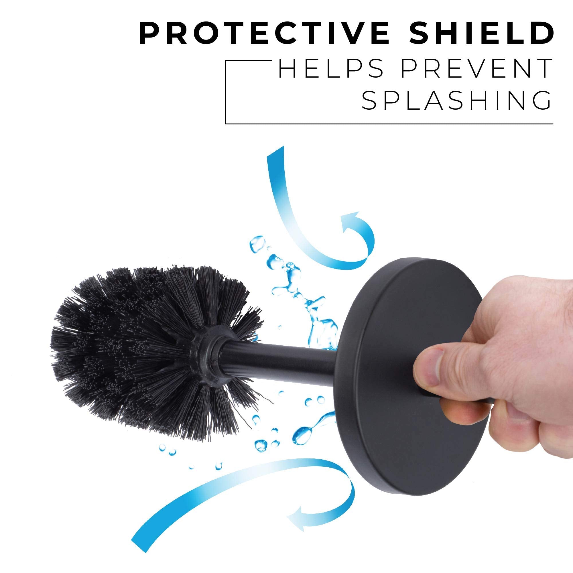 Js Jackson Supplies Sleek Toilet Brush And Holder With Metal Handle - Matte Black